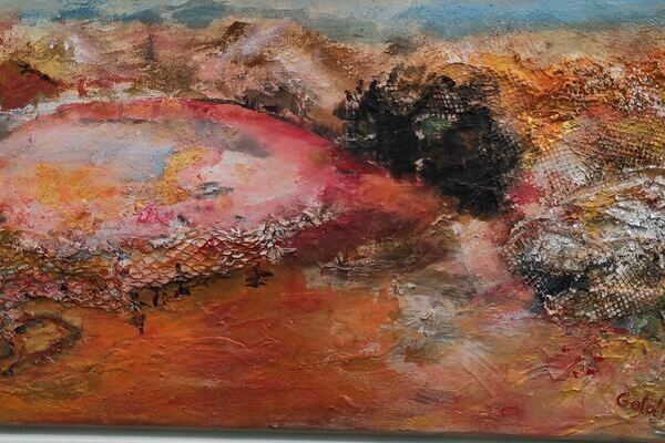 "Gold - illegaler Abbau", 2024, Acryl auf Leinwand, Elv. A. Struber