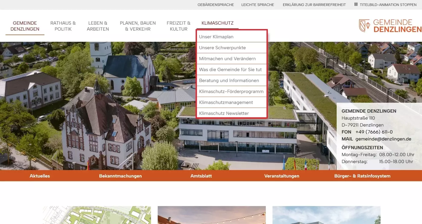 Men� Klimaschutz