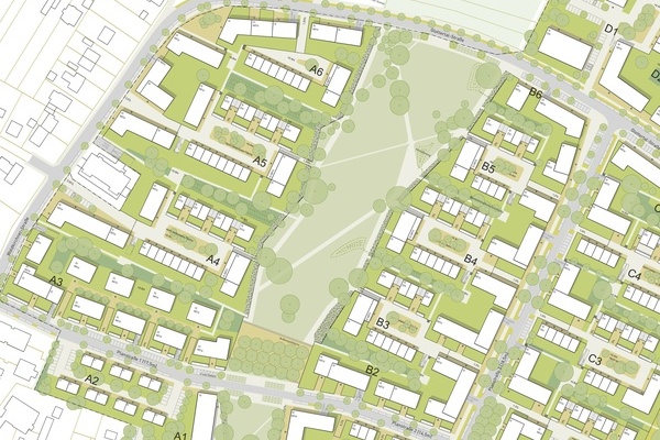 Ausschnitt des st&auml;dtebaulichen Entwurfs "K&auml;ppelematten / Unterm Heidach"